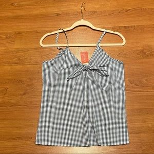 Sky blue checkered tank top that ties - Medium